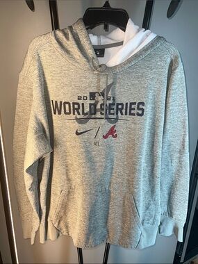 Nike Gray World Series Crewneck Hoodie with Red Accent